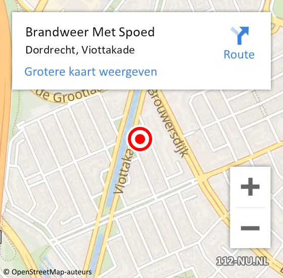 Locatie op kaart van de 112 melding: Brandweer Met Spoed Naar Dordrecht, Viottakade op 13 april 2024 01:26