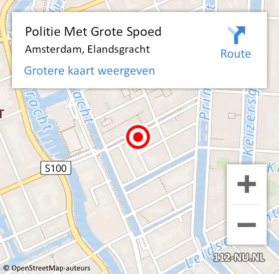 Locatie op kaart van de 112 melding: Politie Met Grote Spoed Naar Amsterdam, Elandsgracht op 13 april 2024 01:30