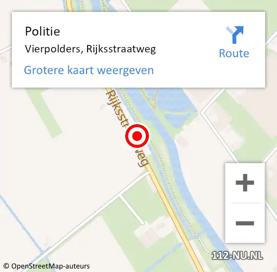 Locatie op kaart van de 112 melding: Politie Vierpolders, Rijksstraatweg op 13 april 2024 01:32