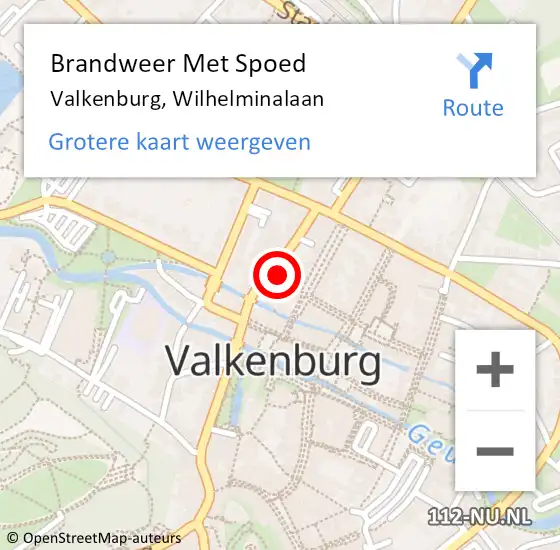 Locatie op kaart van de 112 melding: Brandweer Met Spoed Naar Valkenburg, Wilhelminalaan op 13 april 2024 01:38