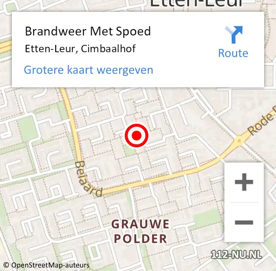 Locatie op kaart van de 112 melding: Brandweer Met Spoed Naar Etten-Leur, Cimbaalhof op 13 april 2024 01:56