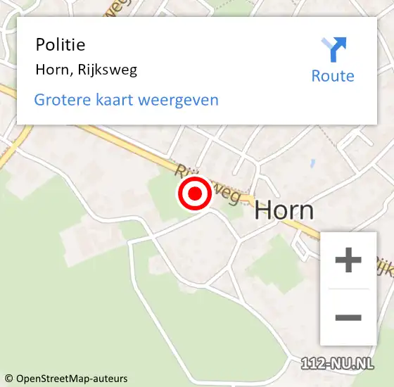 Locatie op kaart van de 112 melding: Politie Horn, Rijksweg op 13 april 2024 02:27