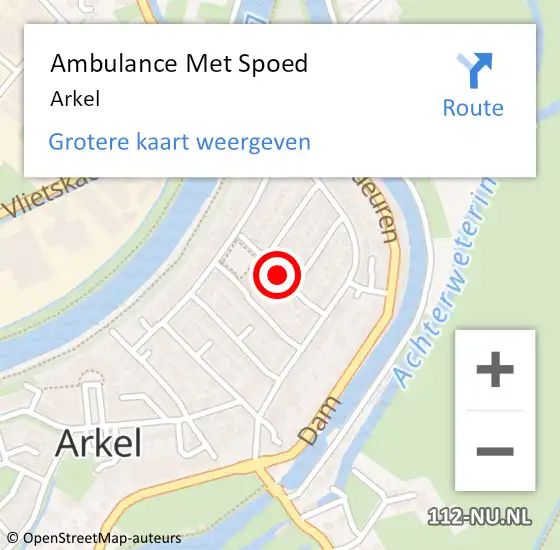 Locatie op kaart van de 112 melding: Ambulance Met Spoed Naar Arkel op 13 april 2024 02:45