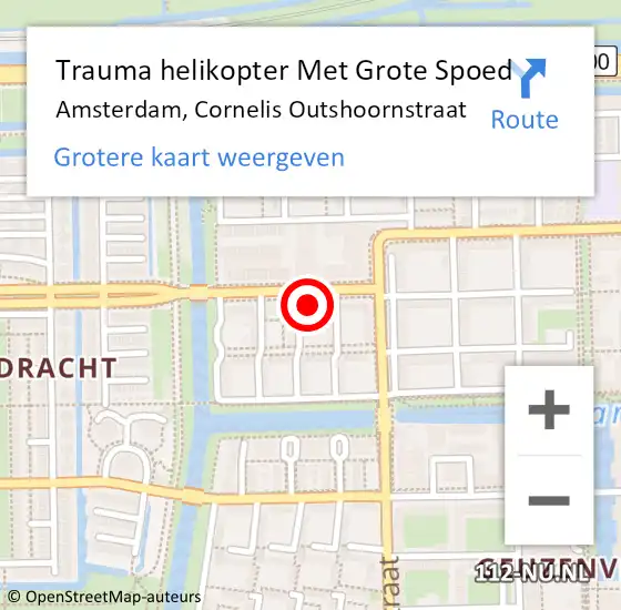 Locatie op kaart van de 112 melding: Trauma helikopter Met Grote Spoed Naar Amsterdam, Cornelis Outshoornstraat op 13 april 2024 03:26