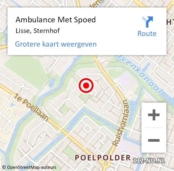 Locatie op kaart van de 112 melding: Ambulance Met Spoed Naar Lisse, Sternhof op 13 april 2024 03:52