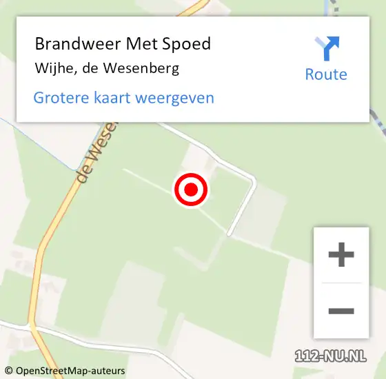 Locatie op kaart van de 112 melding: Brandweer Met Spoed Naar Wijhe, de Wesenberg op 13 april 2024 04:20
