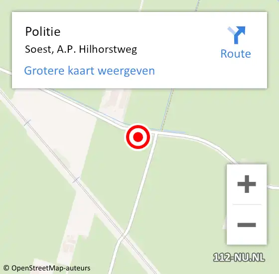 Locatie op kaart van de 112 melding: Politie Soest, A.P. Hilhorstweg op 13 april 2024 04:32