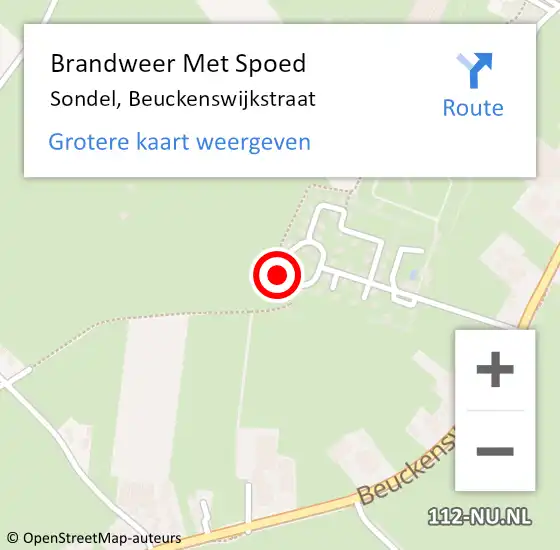 Locatie op kaart van de 112 melding: Brandweer Met Spoed Naar Sondel, Beuckenswijkstraat op 13 april 2024 06:04