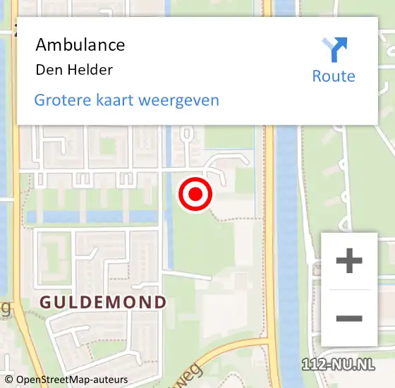 Locatie op kaart van de 112 melding: Ambulance Den Helder op 13 april 2024 06:07
