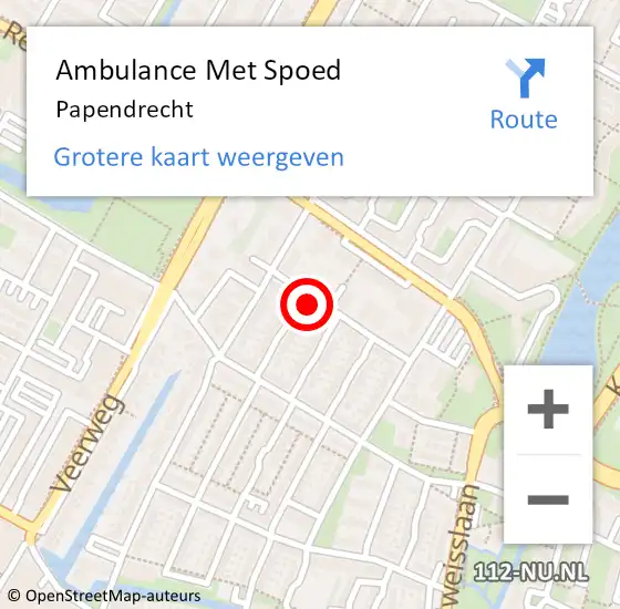 Locatie op kaart van de 112 melding: Ambulance Met Spoed Naar Papendrecht op 13 april 2024 08:04