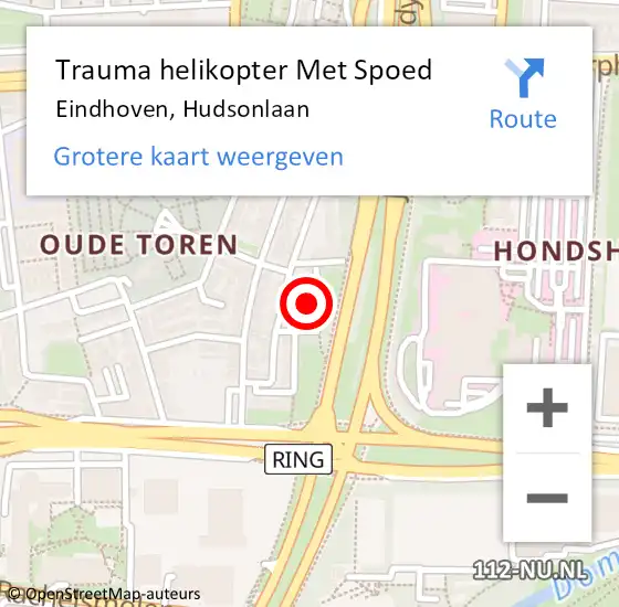 Locatie op kaart van de 112 melding: Trauma helikopter Met Spoed Naar Eindhoven, Hudsonlaan op 13 april 2024 08:20