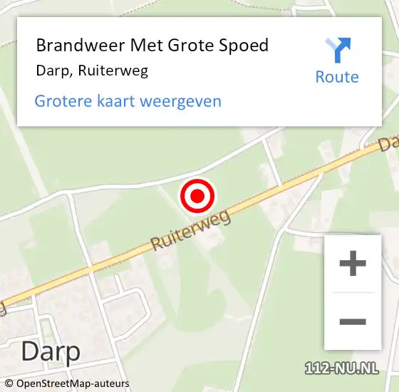 Locatie op kaart van de 112 melding: Brandweer Met Grote Spoed Naar Darp, Ruiterweg op 13 april 2024 08:30