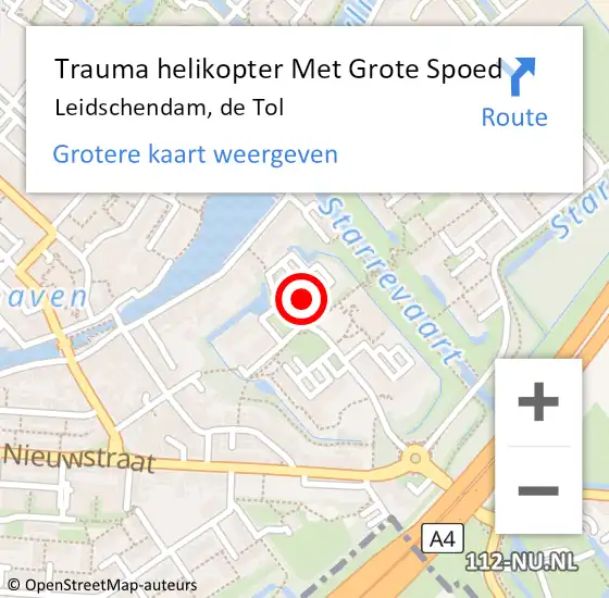 Locatie op kaart van de 112 melding: Trauma helikopter Met Grote Spoed Naar Leidschendam, de Tol op 13 april 2024 09:21