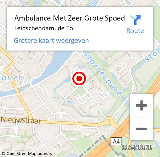 Locatie op kaart van de 112 melding: Ambulance Met Zeer Grote Spoed Naar Leidschendam, de Tol op 13 april 2024 09:21