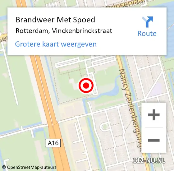 Locatie op kaart van de 112 melding: Brandweer Met Spoed Naar Rotterdam, Vinckenbrinckstraat op 13 april 2024 09:24