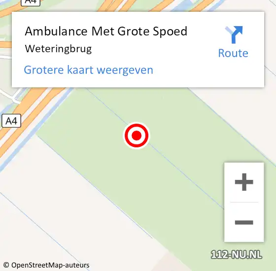 Locatie op kaart van de 112 melding: Ambulance Met Grote Spoed Naar Weteringbrug op 13 april 2024 09:31