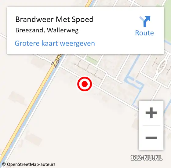 Locatie op kaart van de 112 melding: Brandweer Met Spoed Naar Breezand, Wallerweg op 13 april 2024 09:44