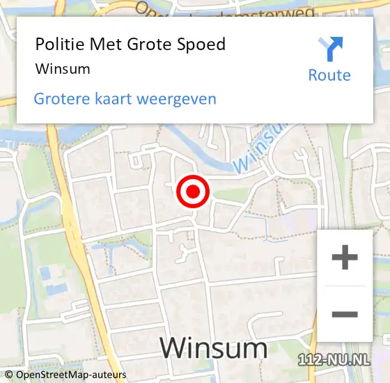 Locatie op kaart van de 112 melding: Politie Met Grote Spoed Naar Winsum op 13 april 2024 09:44