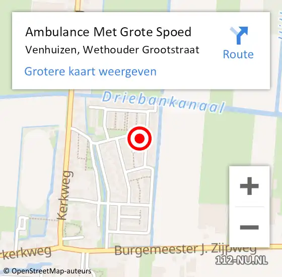 Locatie op kaart van de 112 melding: Ambulance Met Grote Spoed Naar Venhuizen, Wethouder Grootstraat op 13 april 2024 10:00