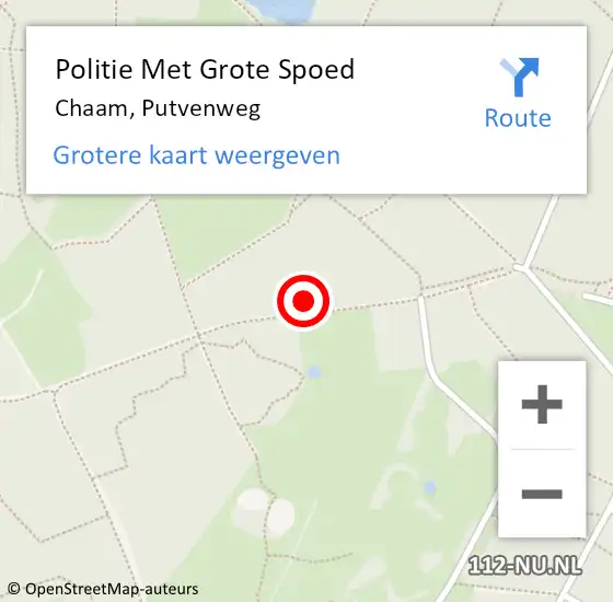 Locatie op kaart van de 112 melding: Politie Met Grote Spoed Naar Chaam, Putvenweg op 13 april 2024 10:29
