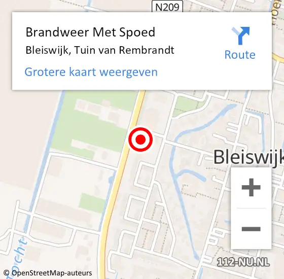 Locatie op kaart van de 112 melding: Brandweer Met Spoed Naar Bleiswijk, Tuin van Rembrandt op 13 april 2024 10:30