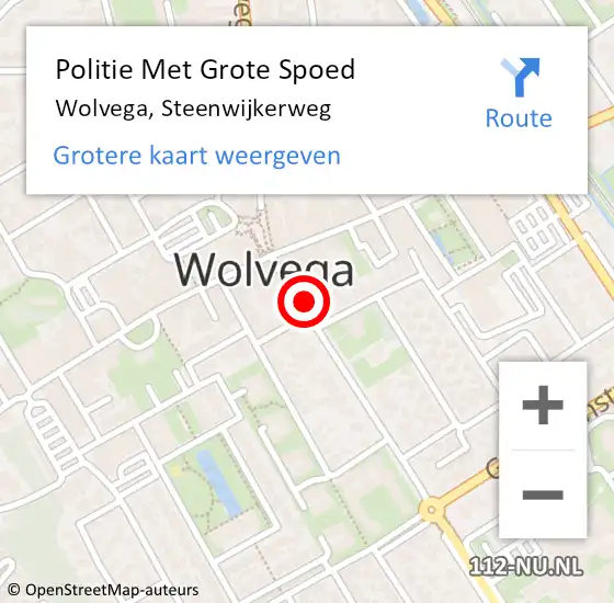 Locatie op kaart van de 112 melding: Politie Met Grote Spoed Naar Wolvega, Steenwijkerweg op 13 april 2024 10:39