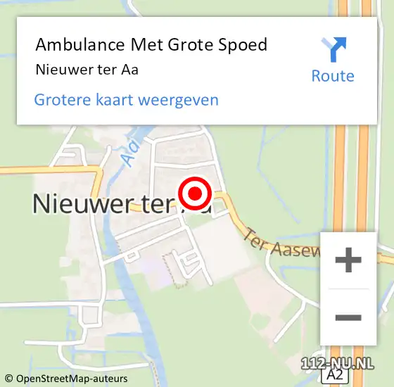 Locatie op kaart van de 112 melding: Ambulance Met Grote Spoed Naar Nieuwer ter Aa op 13 april 2024 10:48