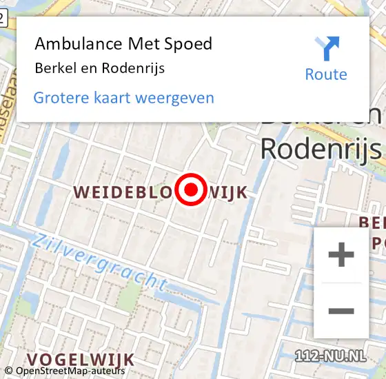 Locatie op kaart van de 112 melding: Ambulance Met Spoed Naar Berkel en Rodenrijs op 13 april 2024 10:57