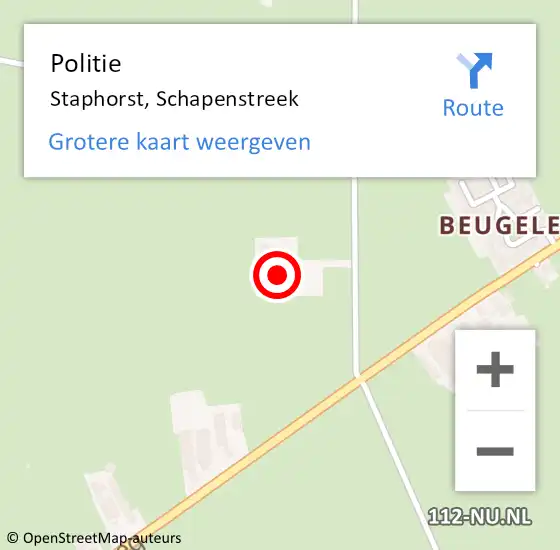 Locatie op kaart van de 112 melding: Politie Staphorst, Schapenstreek op 13 april 2024 10:59