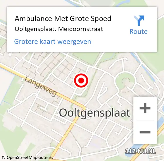 Locatie op kaart van de 112 melding: Ambulance Met Grote Spoed Naar Ooltgensplaat, Meidoornstraat op 13 april 2024 11:15