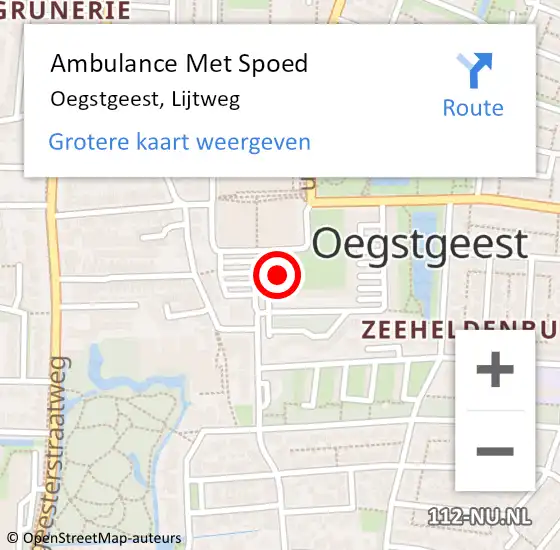 Locatie op kaart van de 112 melding: Ambulance Met Spoed Naar Oegstgeest, Lijtweg op 13 april 2024 11:34