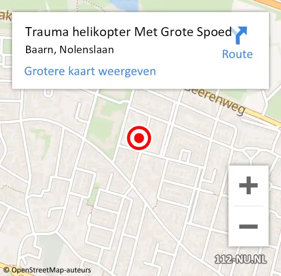 Locatie op kaart van de 112 melding: Trauma helikopter Met Grote Spoed Naar Baarn, Nolenslaan op 13 april 2024 11:34