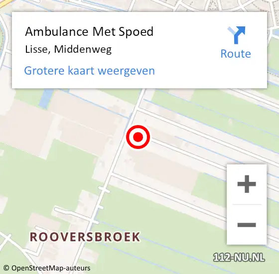 Locatie op kaart van de 112 melding: Ambulance Met Spoed Naar Lisse, Middenweg op 13 april 2024 11:39