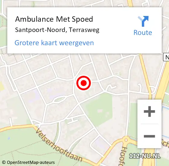 Locatie op kaart van de 112 melding: Ambulance Met Spoed Naar Santpoort-Noord, Terrasweg op 13 april 2024 12:17