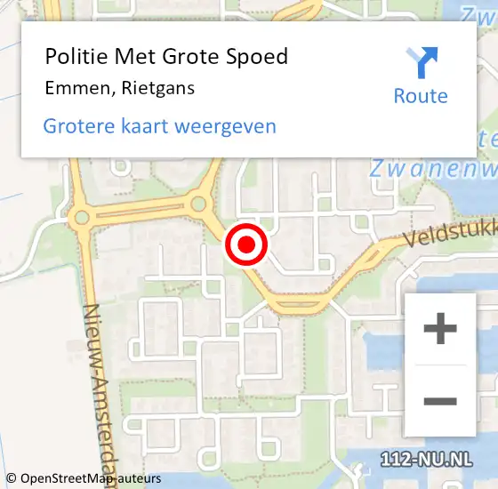 Locatie op kaart van de 112 melding: Politie Met Grote Spoed Naar Emmen, Rietgans op 13 april 2024 12:19
