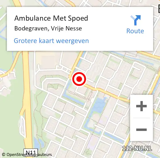 Locatie op kaart van de 112 melding: Ambulance Met Spoed Naar Bodegraven, Vrije Nesse op 13 april 2024 12:53