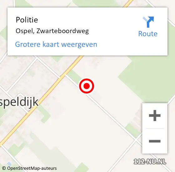 Locatie op kaart van de 112 melding: Politie Ospel, Zwarteboordweg op 13 april 2024 13:06