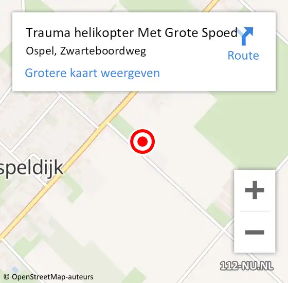 Locatie op kaart van de 112 melding: Trauma helikopter Met Grote Spoed Naar Ospel, Zwarteboordweg op 13 april 2024 13:07