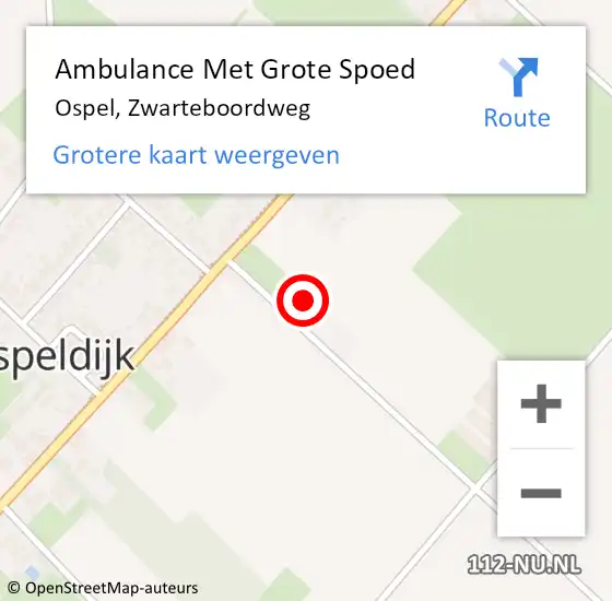 Locatie op kaart van de 112 melding: Ambulance Met Grote Spoed Naar Ospel, Zwarteboordweg op 13 april 2024 13:07