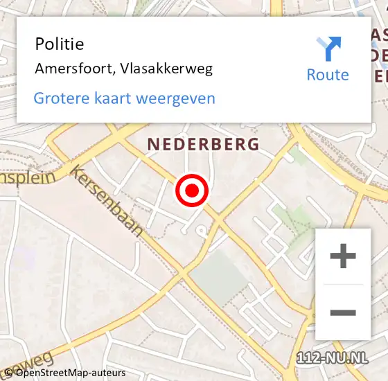 Locatie op kaart van de 112 melding: Politie Amersfoort, Vlasakkerweg op 13 april 2024 13:52