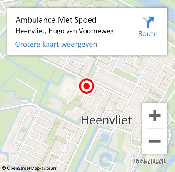 Locatie op kaart van de 112 melding: Ambulance Met Spoed Naar Heenvliet, Hugo van Voorneweg op 13 april 2024 14:15