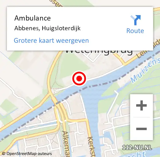Locatie op kaart van de 112 melding: Ambulance Abbenes, Huigsloterdijk op 13 april 2024 14:30