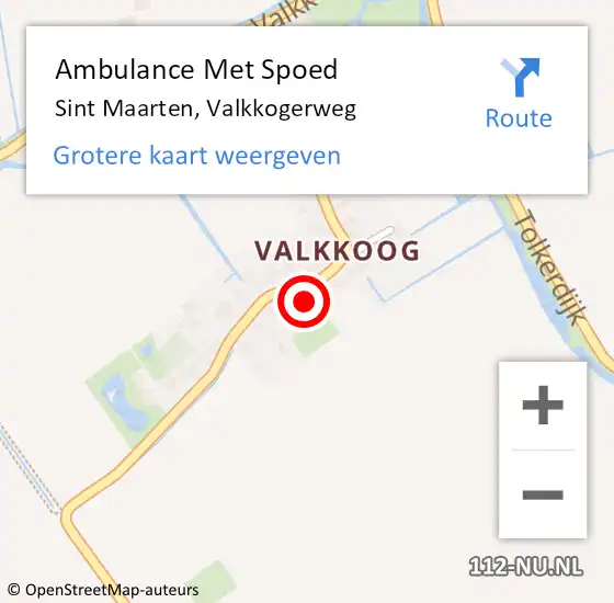 Locatie op kaart van de 112 melding: Ambulance Met Spoed Naar Sint Maarten, Valkkogerweg op 13 april 2024 14:39
