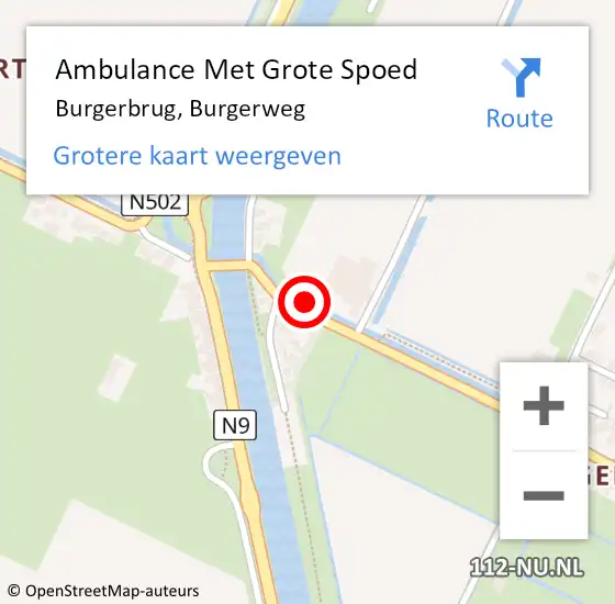 Locatie op kaart van de 112 melding: Ambulance Met Grote Spoed Naar Burgerbrug, Burgerweg op 13 april 2024 14:44