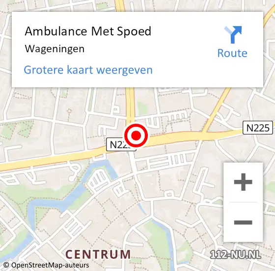 Locatie op kaart van de 112 melding: Ambulance Met Spoed Naar Wageningen op 13 april 2024 14:48