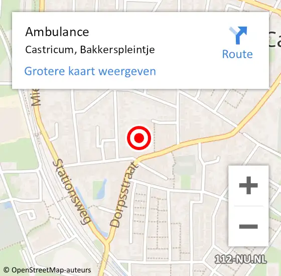 Locatie op kaart van de 112 melding: Ambulance Castricum, Bakkerspleintje op 13 april 2024 15:05