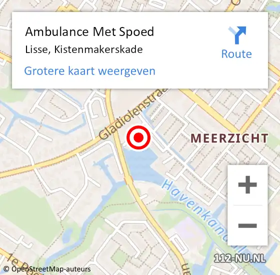Locatie op kaart van de 112 melding: Ambulance Met Spoed Naar Lisse, Kistenmakerskade op 13 april 2024 15:16