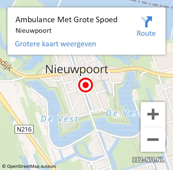 Locatie op kaart van de 112 melding: Ambulance Met Grote Spoed Naar Nieuwpoort op 13 april 2024 15:18