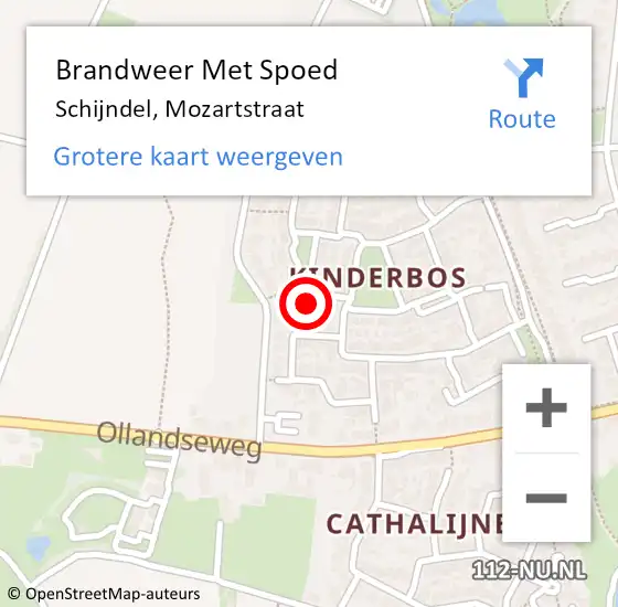 Locatie op kaart van de 112 melding: Brandweer Met Spoed Naar Schijndel, Mozartstraat op 13 april 2024 15:31