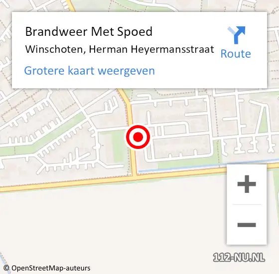 Locatie op kaart van de 112 melding: Brandweer Met Spoed Naar Winschoten, Herman Heyermansstraat op 13 april 2024 15:36